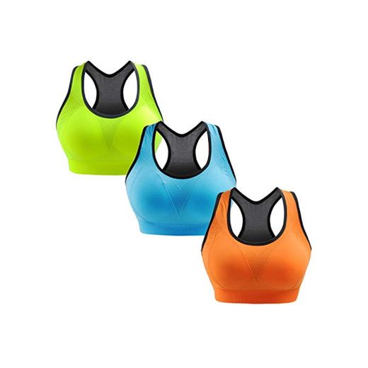 Libella Mujer Sujetador Deportivo Push Up Bustier con Amplio Correas Fitness Yoga