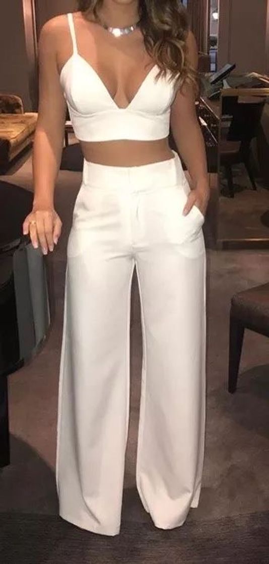 Moda Conj cropped e calça pantalona!💗