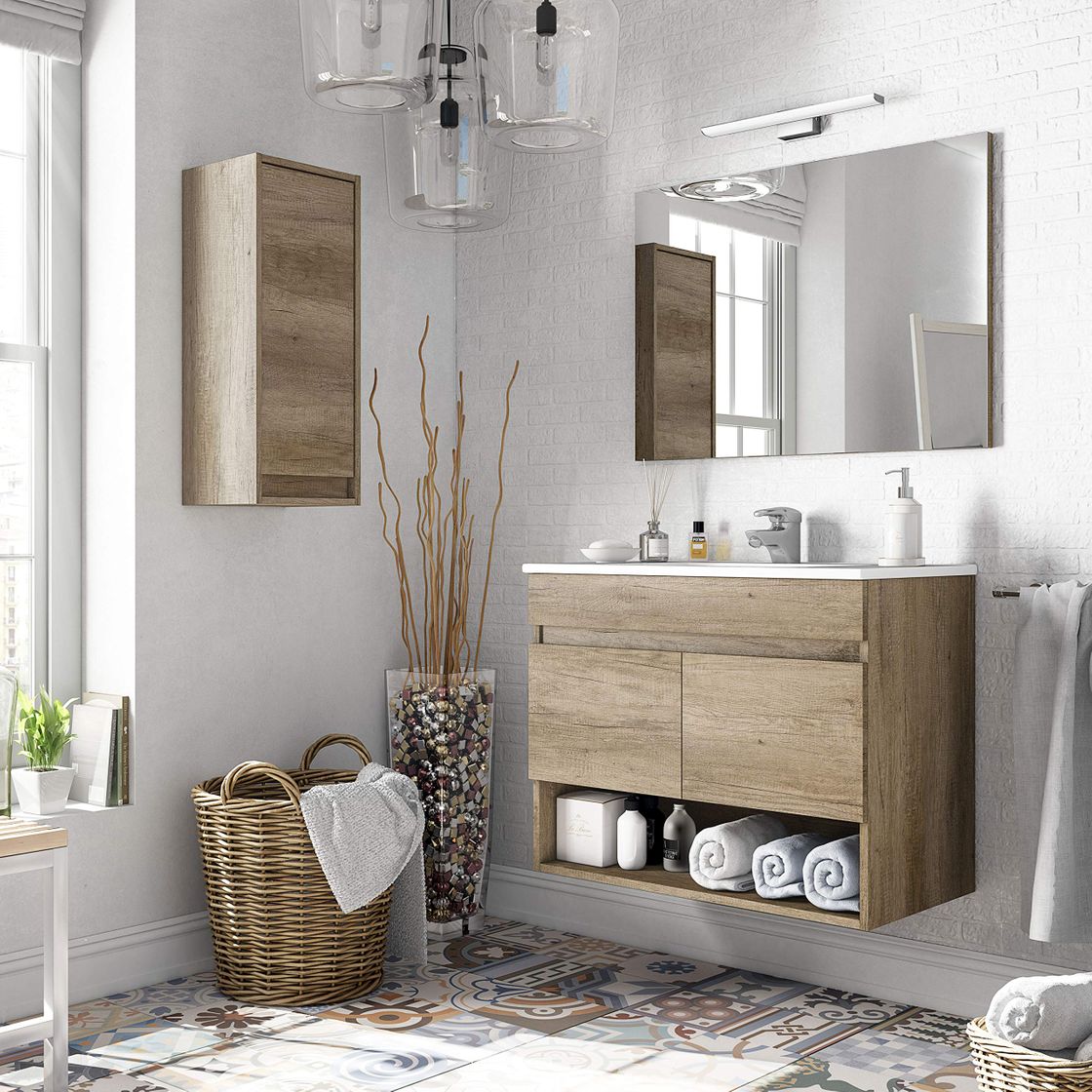 Social ARKITMOBEL 305110H - Mueble de baño Cotton con 2 Puertas y Espejo,