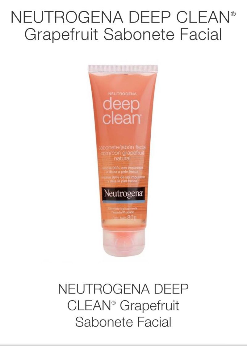 Moda NEUTROGENA DEEP CLEAN® Grapefruit Sabonete Facial 