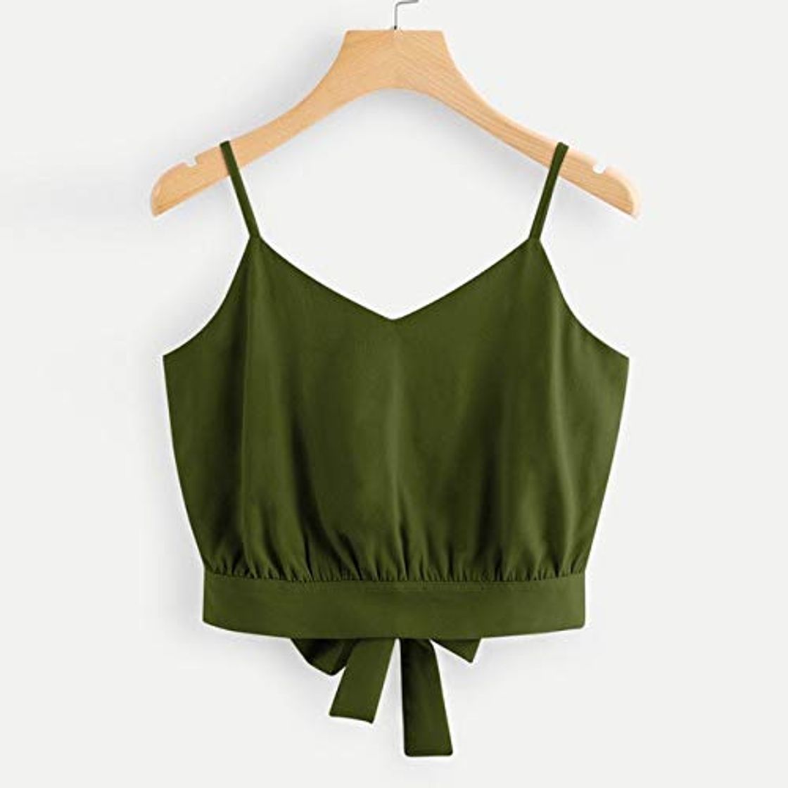 Social TNWMHD Camiseta sin Mangas para Mujer de Las señoras Top Corto de Verano de Moda Sexy Self Tie Volver Cuello en V Tops Cropped Feminino Camisole Vest S AG