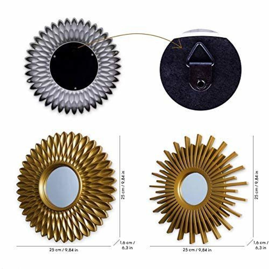 Social BONNYCO Espejos Pared Decorativos Blancos Pack 3 Espejos Decorativos Ideales para Decoracion