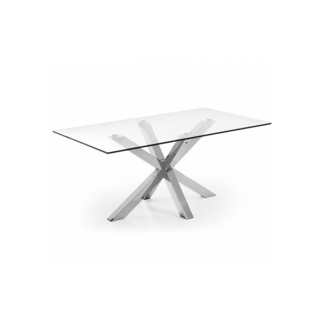 Social Mesa Arya Acero Inoxidable-Cristal Templado Varias Medidas