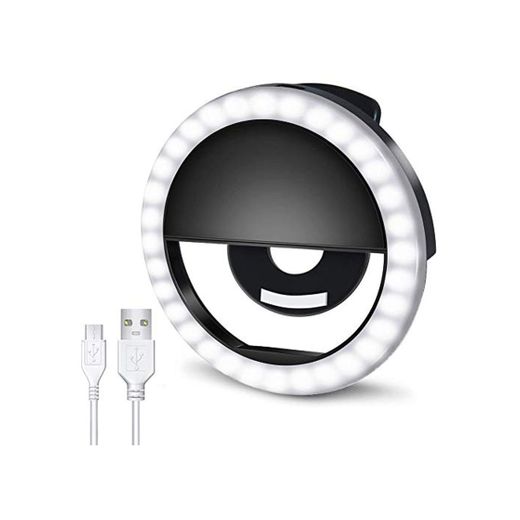 AUTOPkio Anillo de luz Selfie, 36 LED Light Ring USB Recargable Ajustable