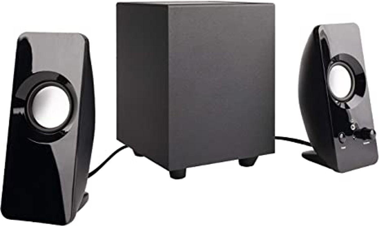 Moda Amazon Basics - Altavoces para computadora con subwoofer (2,