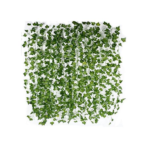 (12pcs x 2m) Hiedra Hojas de Vid Artificial Guirnalda Plantas Decoración Verde
