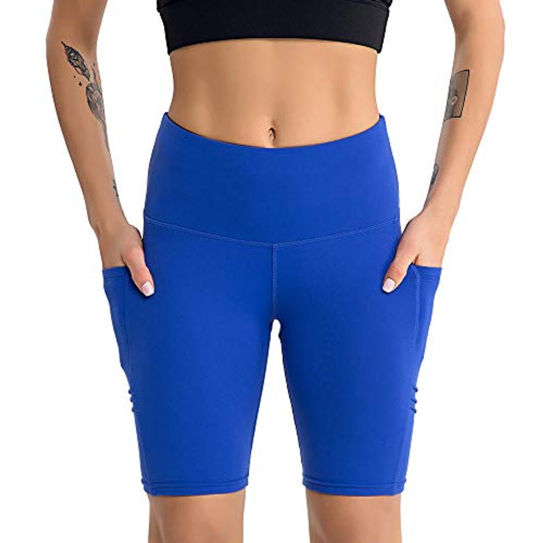 Fashion Leggings para mujer Medias para mujer Yoga ropa de primavera y verano mujer pantalones de cinco puntos de primavera y verano deportes fitness lado teléfono móvil mezcla de algodón fitness todo el tes