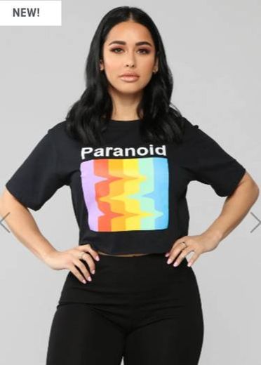 Paranoid Cropped Top - Black - Graphic Tees - Fashion Nova
