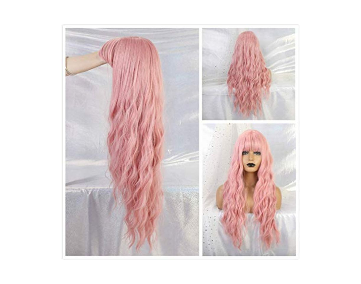 Social YCHBUBBLE Moda Drama Color Natural Largo Aliento Rizado Sintético Peluca de fibra