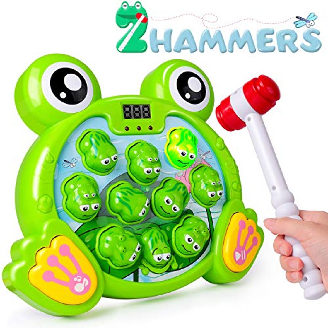 Product Rolimate Juego Interactivo Whack A Frog Cumpleaños 2 3 4 5 6 7 años Actividades para niños y niñas Juegos Juguete con 2 martillos para niños Bebés Niños pequeños Juguetes de Desarrollo