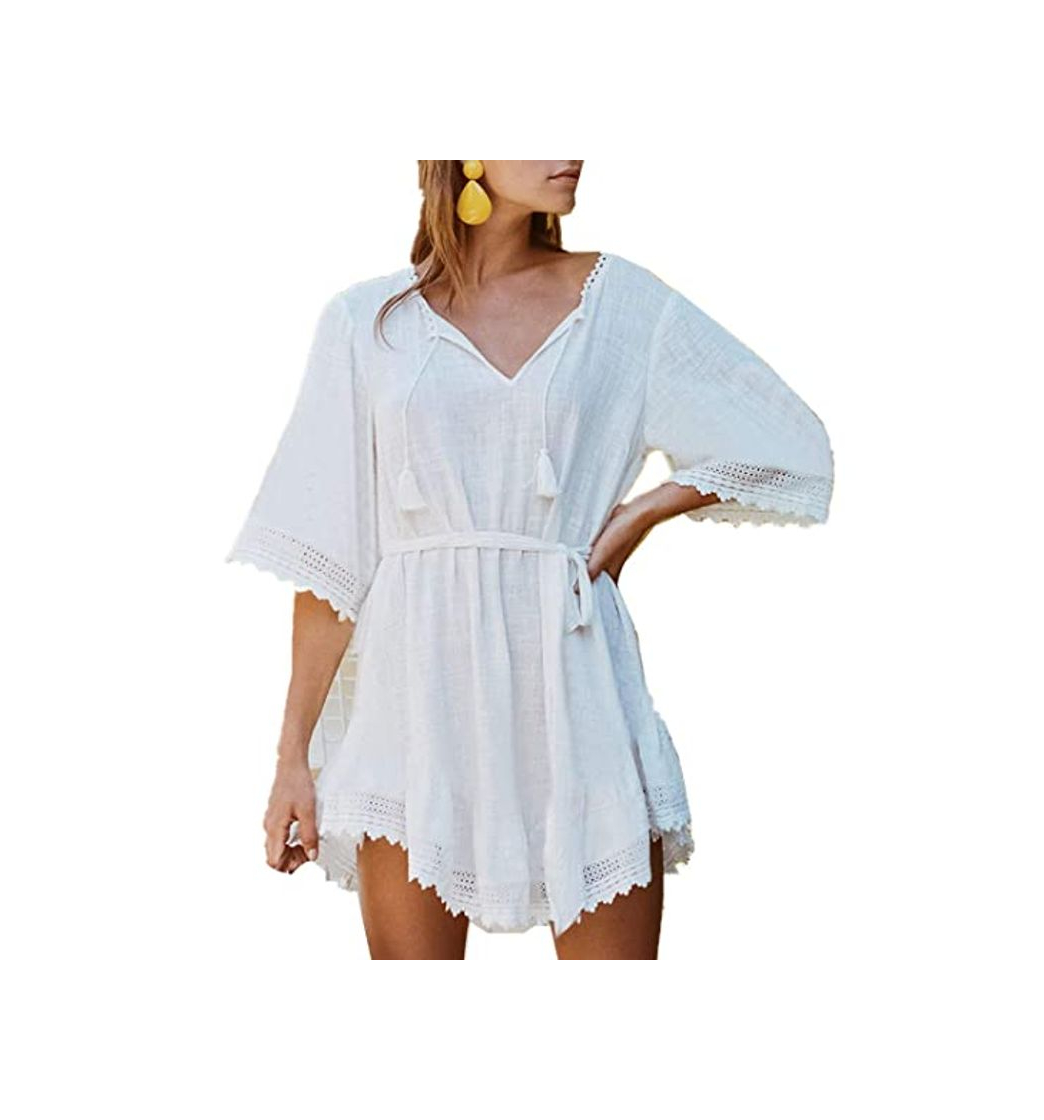 Moda AiJump Túnica Vestido de Playa Kimonos Pareos Bohemia Camisa Verano para Mujer