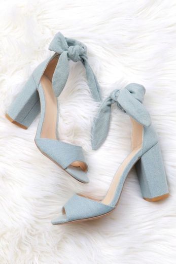 CLASSIC BOW HEEL LIGHT DENIM | Petite Looloo