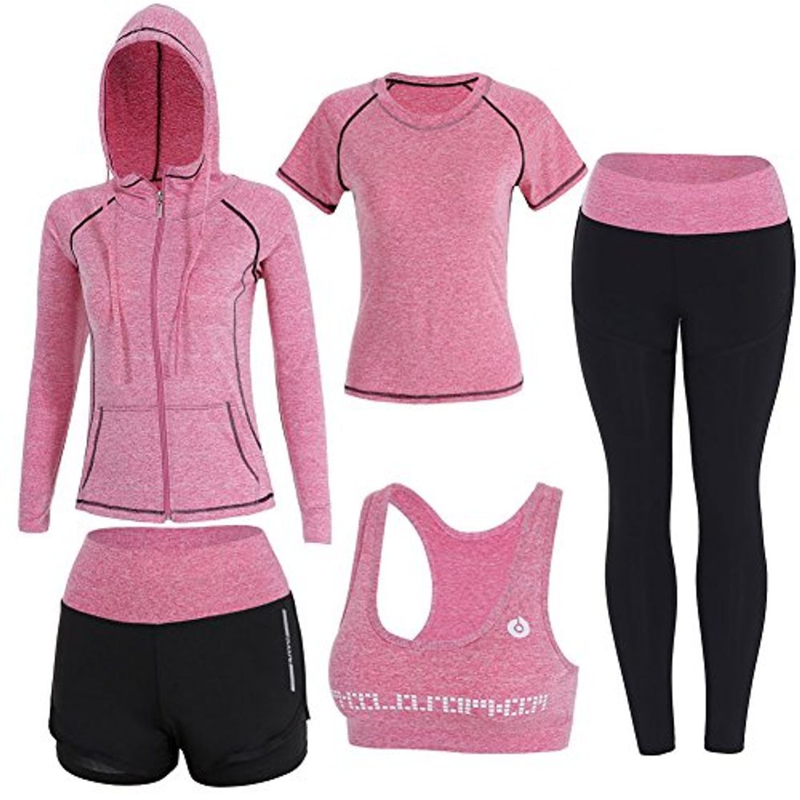Social BOTRE 5 Piezas Conjuntos Deportivos para Mujer Chándales Ropa de Correr Yoga