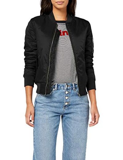 Urban Classics Ladies Basic Bomber Jacket Chaqueta, Negro - Negro