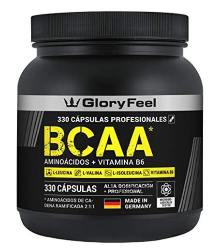 GloryFeel® BCAA 330 Cápsulas - 9.910mg de BCAA por dosis diaria -