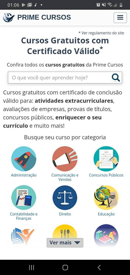 Aplicaciones PRIME CURSOS - Cursos GRÁTIS, online e com certificado!