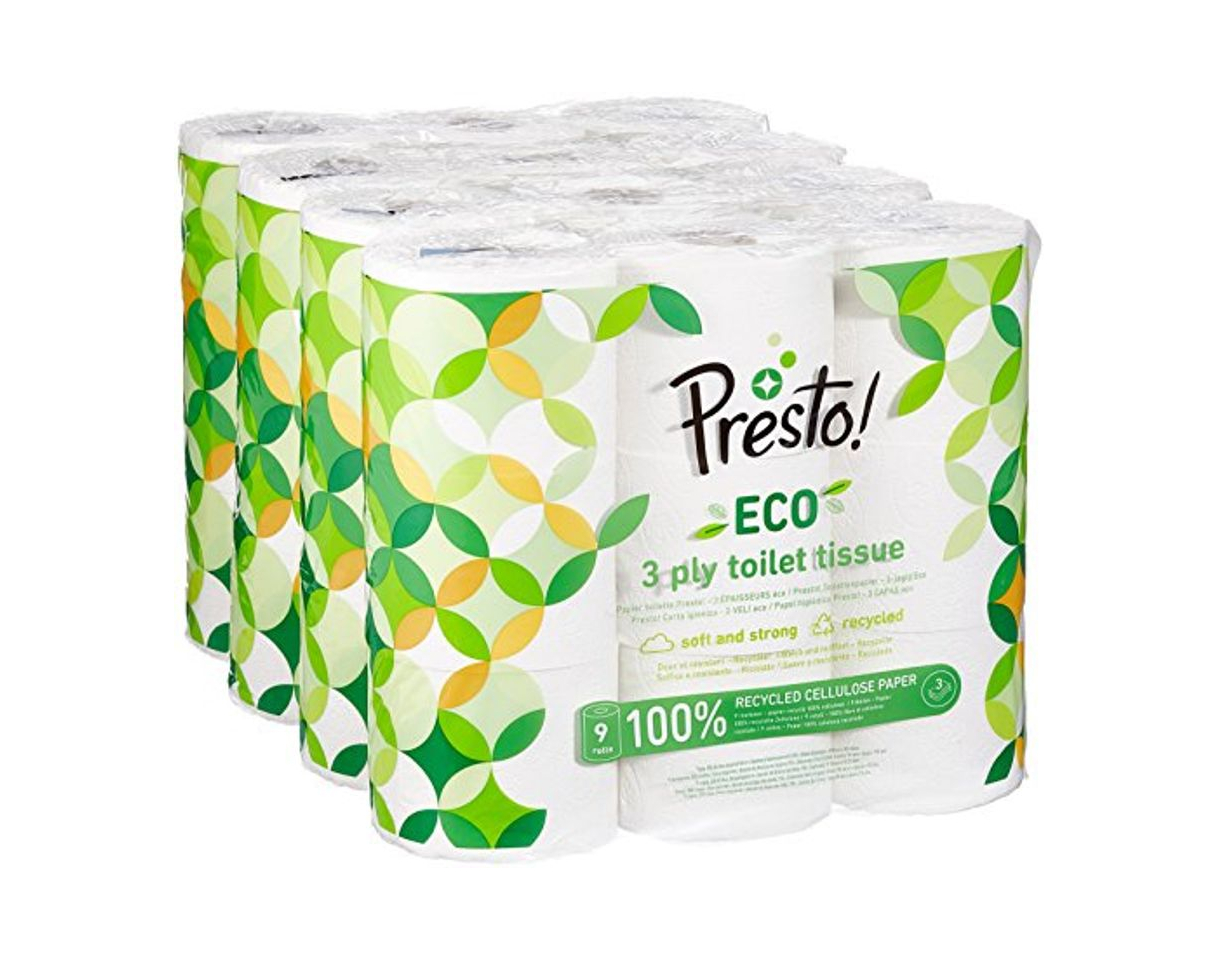 Belleza Marca Amazon - Presto! Papel higiénico de 3 capas ECO - 36