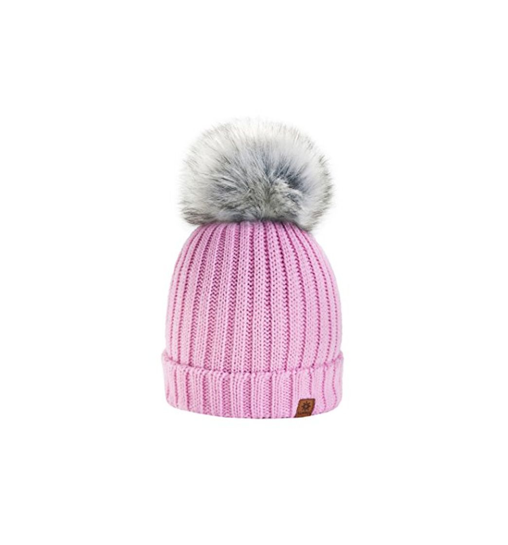 Moda Para Mujer Invierno Más Cálido Sombrero Gorra with Large Pom Pom de