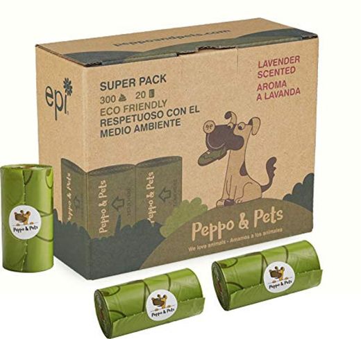 Peppo and Pets- 300 Bolsas biodegradables para excrementos de Perro