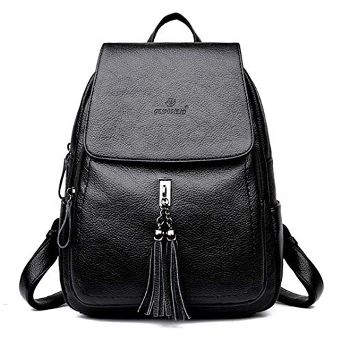 Fashion Mochilas de Cuero de Las Mujeres de Gran Capacidad Femenina Mochila de Viaje para niñas Borla de Las señoras Mochilas Escolares Mochila Feminina Black Backpacks