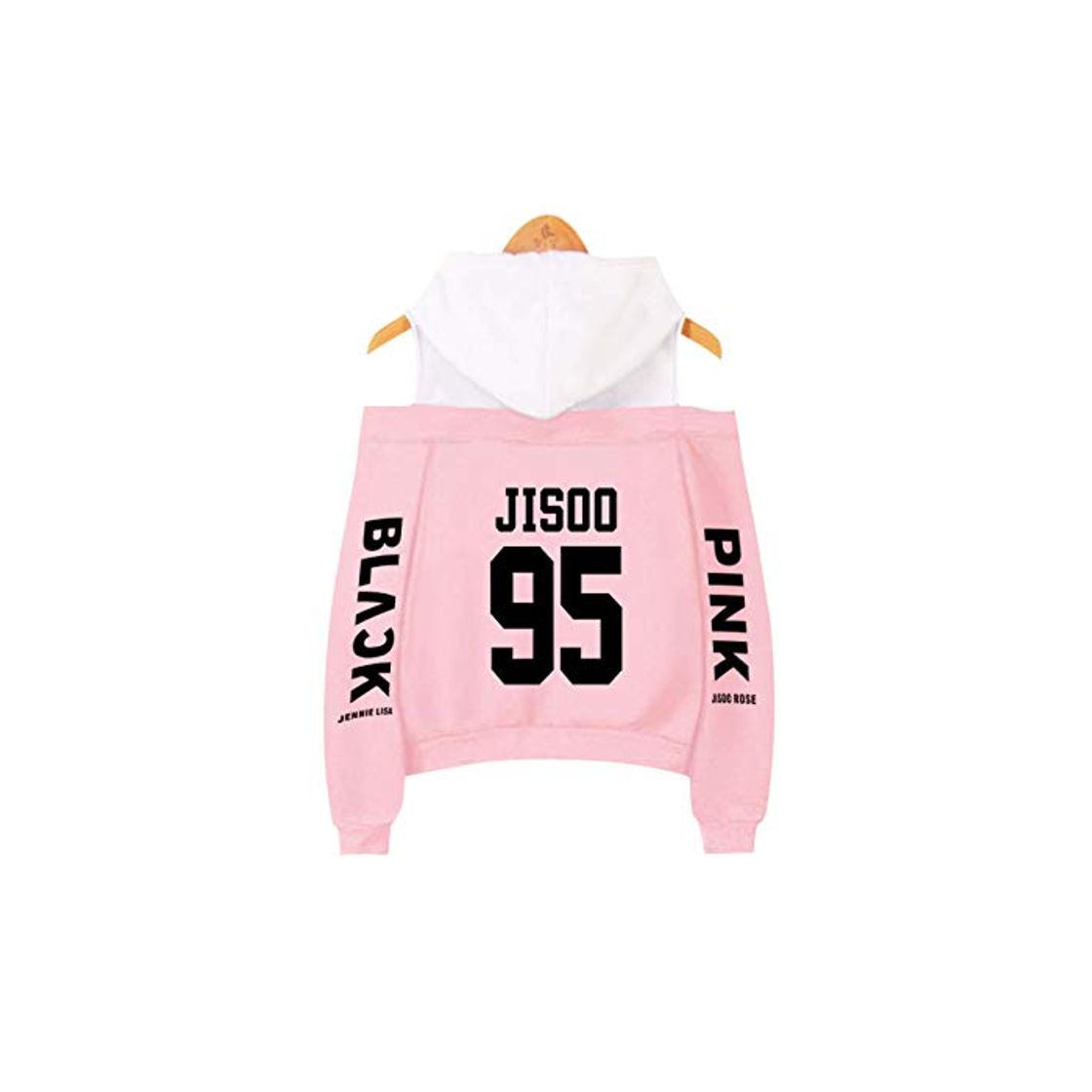 ZIGJOY KPOP Scena Musicale Coreana Strapless Hombro Sudadera con Capucha suéter Sudadera Pullover Rose Jennie Jisoo Lisa para Fans Pink JISOO S