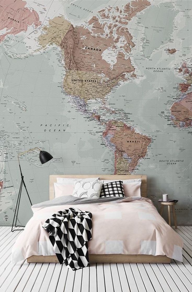 Fashion Classic World Map Wallpaper