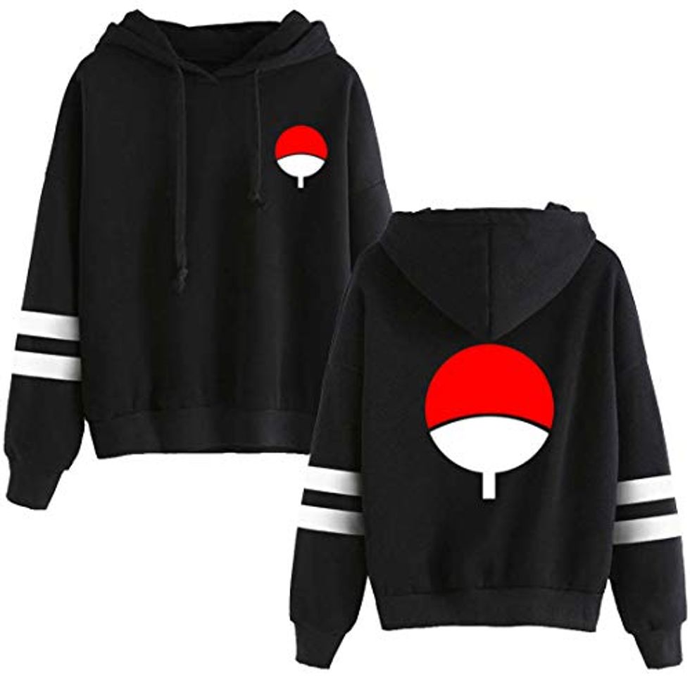 Fashion EMILYLE Hombre Naruto Sudadera con Capucha Uchiha Clan Syarinngann Moda Deportiva L