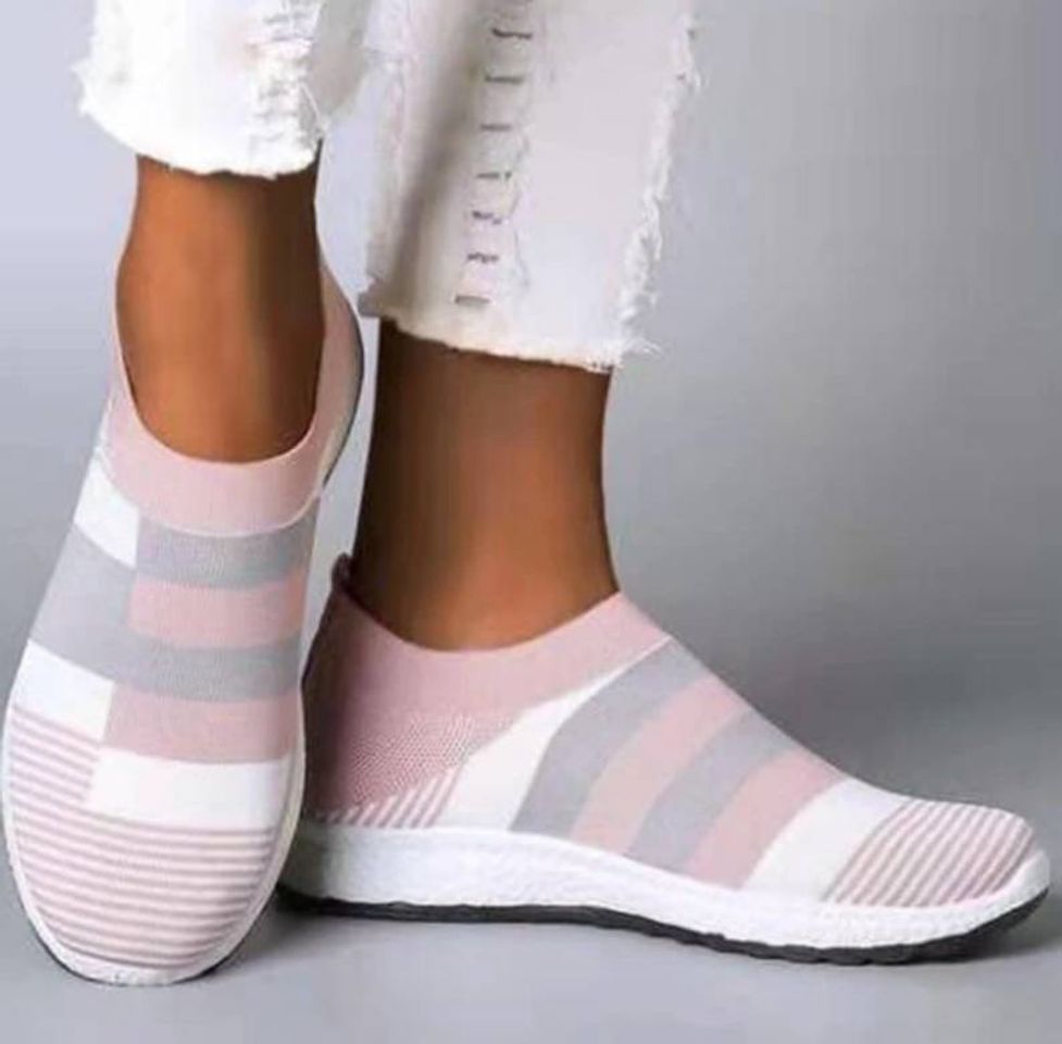 Moda Zapatillas elásticas planas transpirables ocasionales