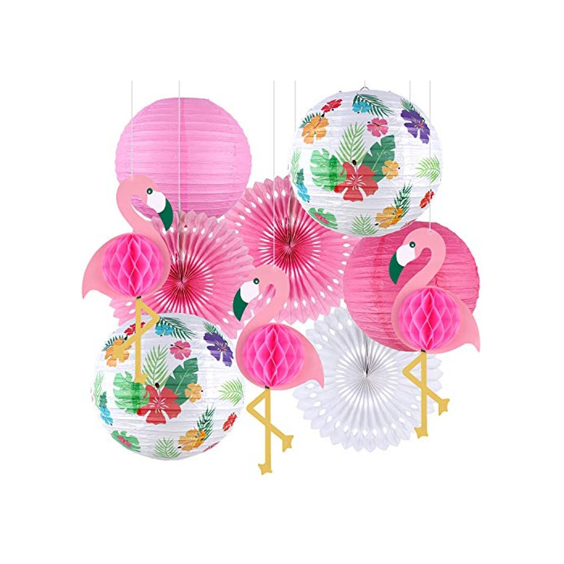 Producto Tacobear Hawaiana Fiesta Decoración Tropical Verano Flamenco Fiesta Decoración Flamenco Bola de panal Linternas de papel Abanico Papel Decoración para Luau Verano Playa Decoracione para Fiesta