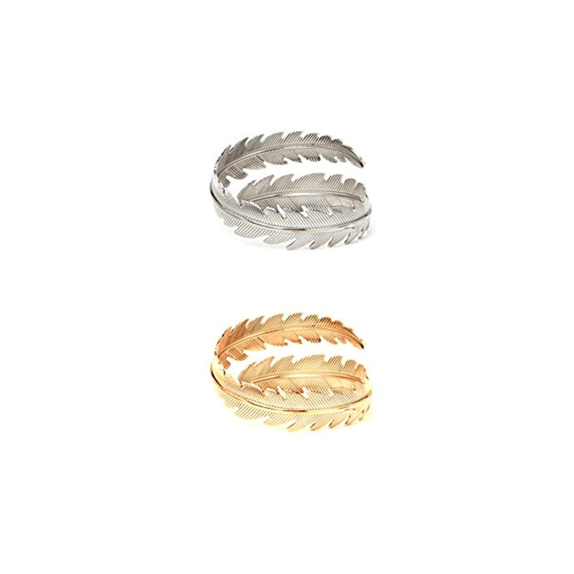 Social Tinksky 2pcs Swirl Leaf pluma Brazalete superior Brazalete brazalete brazalete brazalete ajustable