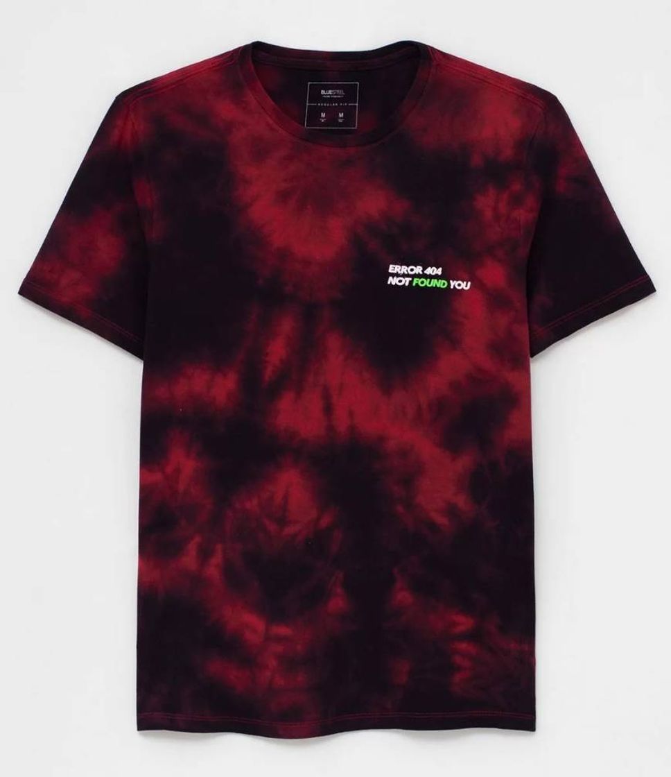 Moda Camiseta Tie Dye com Lettering Error 404 Not Found You Preto