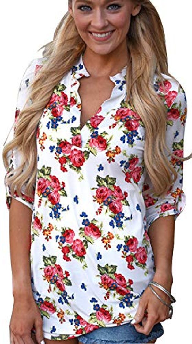 Social Mujeres Camisa Elegante Blusa Mangas Largas Camiseta Polsillo Escote V