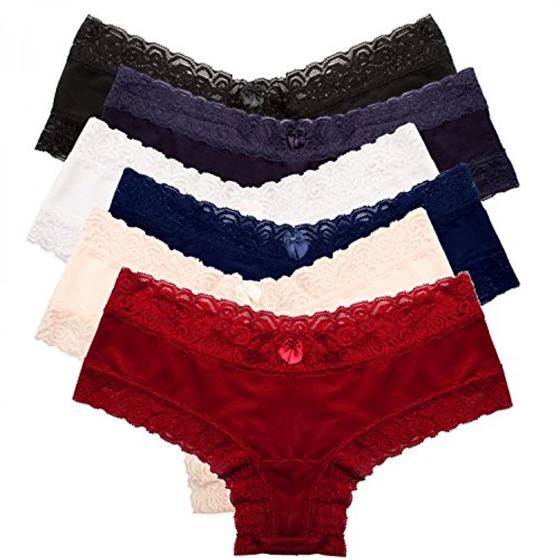 Social Fabio Farini Culotte Paquete de 6. Bragas con seductores Detalles de Encaje,