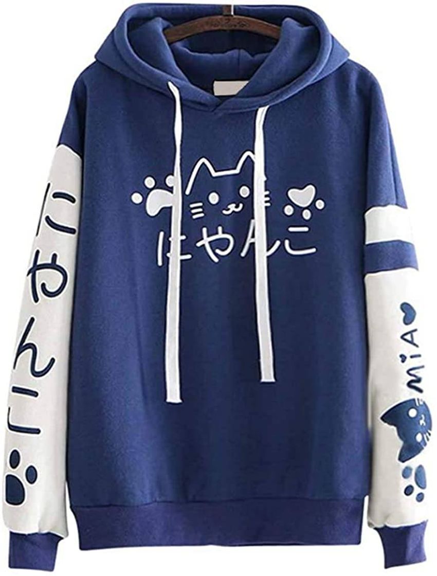 Moda Sudadera con capucha Con diseño de gato 🐱 