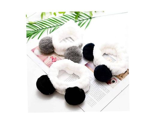 Bongles Elástica Del Oído Panda Linda Diadema Suave Para La Mujer De Maquillaje Ducha Lavado De Cara Máscara Del Balneario Wraps Cabeza