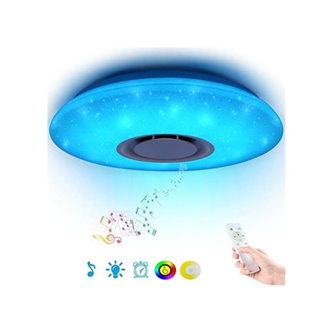 Social 24W Lámpara de Techo LED Regulable con Mando Plafonnier con Altavoz Bluetooth