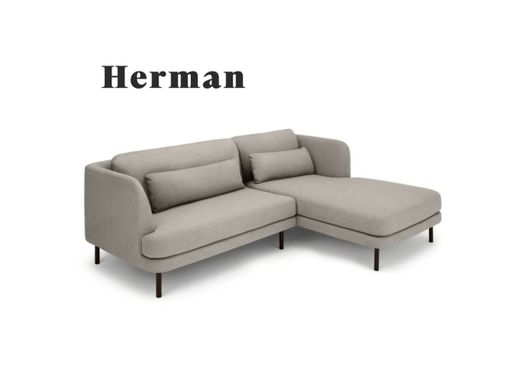 Sofá con chaise longue a la derecha Herman, gris