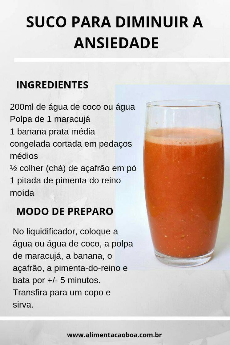 Moda Suco para diminuir a ansiedade