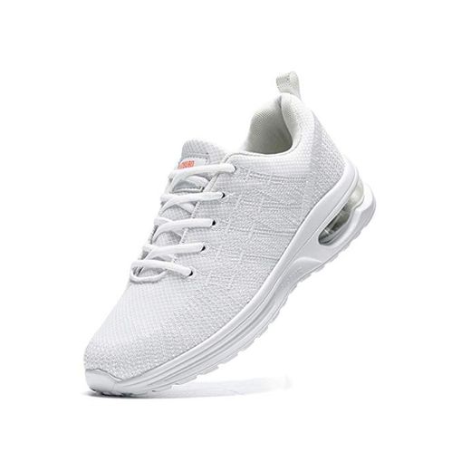 Damyuan Zapatos Correr para Hombres Casual Running Tenis Sneakers Deportivas Gimnasio Gym Trail Fitness Sport Zapatillas Transpirables Plataforma Trekking Calzado Blanco 46 EU