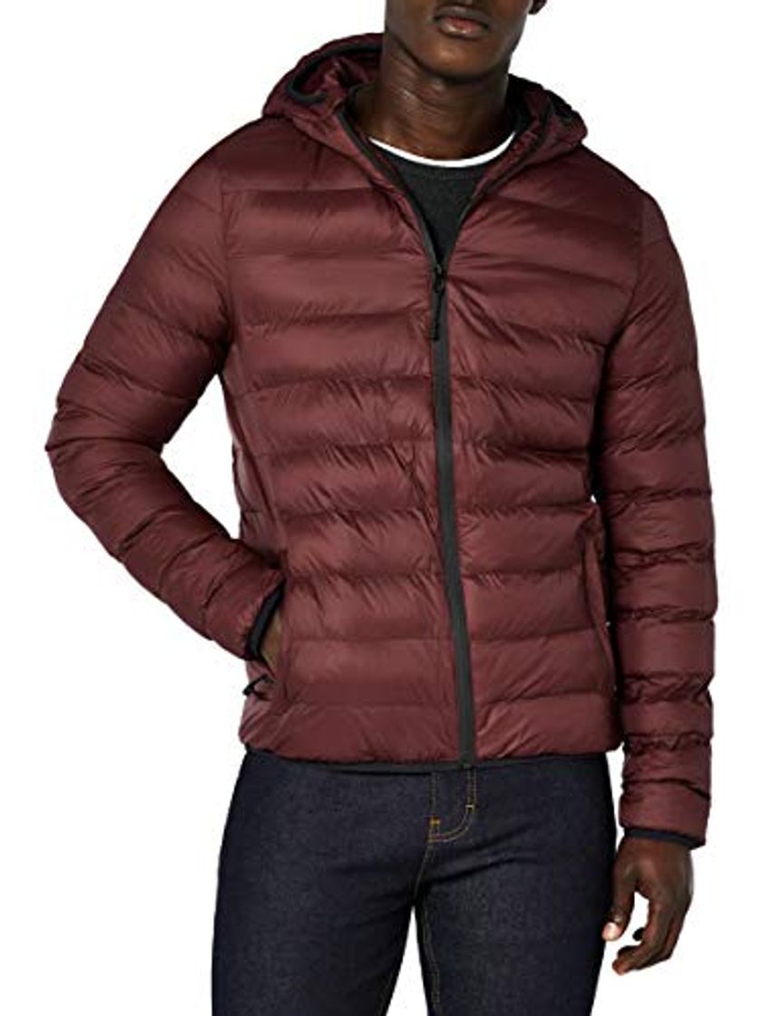 Moda Marca Amazon - MERAKI Anorak Hombre con Capucha, Rojo