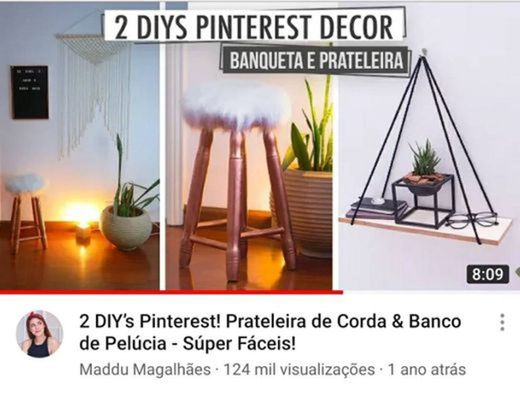 2 DIY's Pinterest! Prateleira de Corda & Banco de Pelúcia - YouTube