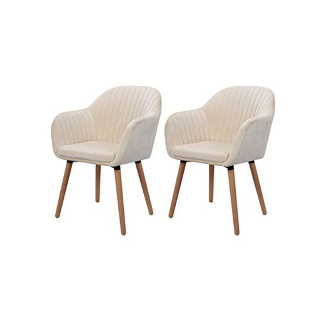Social eSituro Silla de Comedor Silla Cocina Madera Pack 2 Tela de Terciopelo Suave Taburete con Asiento Tapizado Nórdica Estilo Silla Diseño Moderno con Respaldo Gris Crema