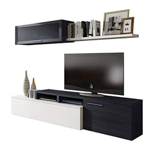 Habitdesign 016667G - Mueble de salón comedor moderno, medidas: 200x41/34x43 cm de