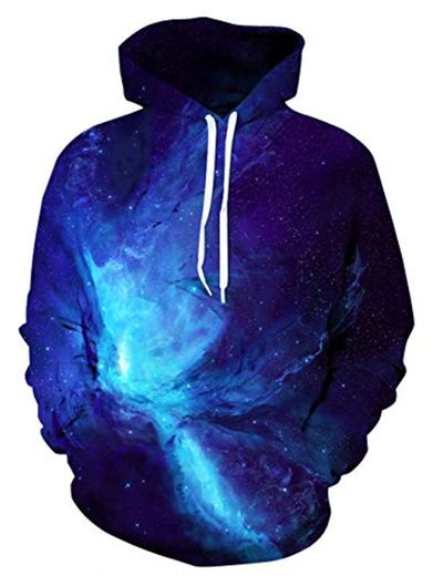 Goodstoworld Sudaderas Hombre 3D Nebulosa Sudaderas Mujer con Capucha Pullover Hoodie Casual Hoody Sweatshirt Personalizada Pulóver Ropa Azul Oscuro S