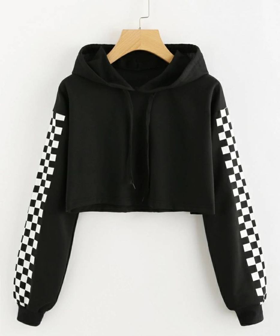 Sudadera negra con cuadros