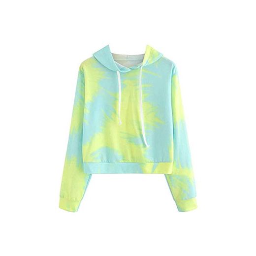 Sudadera con Capucha De Color Degradado para Mujer Sudadera Corta Ropa de Fiesta De Manga Larga Tops De Manga Larga Sudadera con Capucha Tie Dye Crop Tops Mgmgy Sudaderas De Mujer Crop Tops