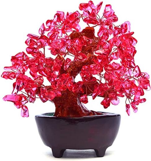 HapiLeap Árbol de Dinero, Gemas Feng Shui Adornos de árbol de Cristal