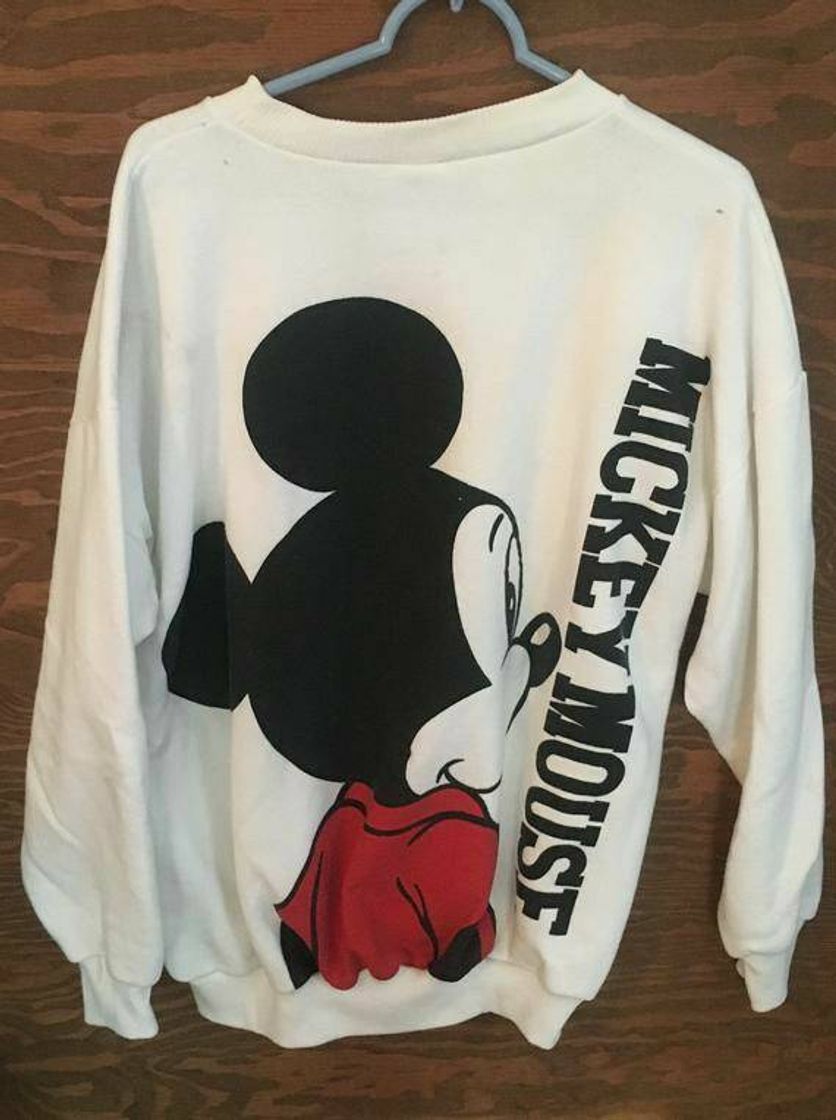 Vintage Mickey Mouse 1980s Cartoon Disney World White Crewne
