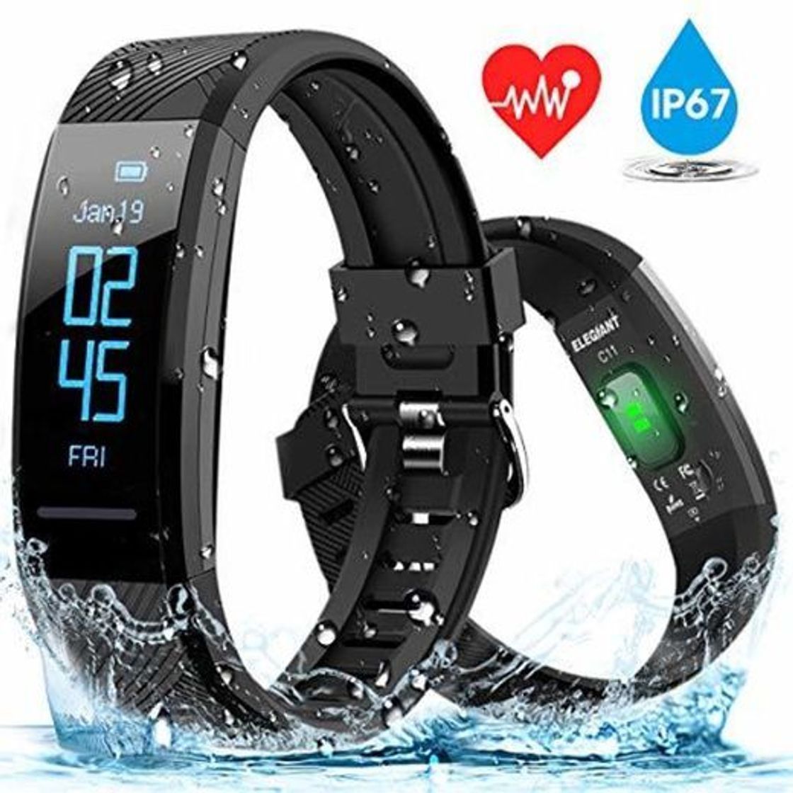 Social ELEGIANT Pulsera de Actividad Inteligente Reloj Deportivo IP67 para Hombre Mujer con