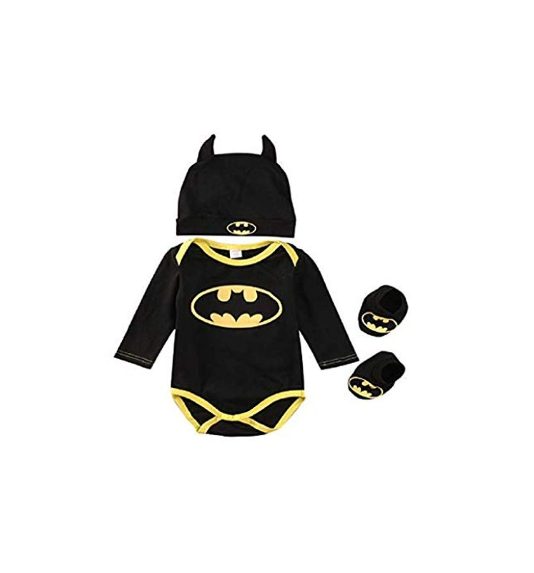 Moda 3 Unids Ropa Bebe Verano BEB¨¦S Reci¨¦N Nacidos Bebe Ni?Os Batman Mamelucos